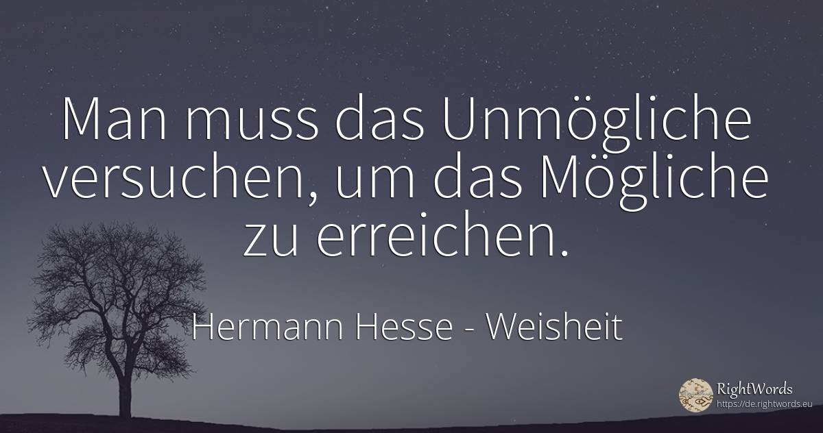 Man muss das Unmögliche versuchen, um das Mögliche zu... - Hermann Hesse (Emil Sinclair), zitat über weisheit, fasten