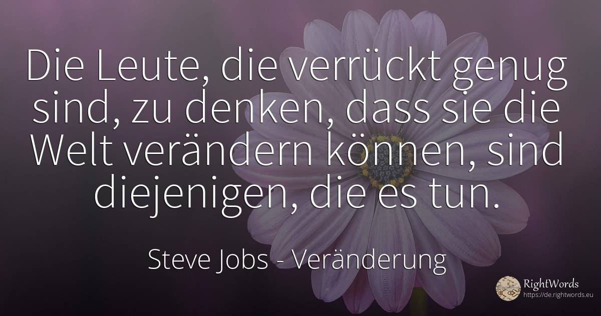 Die Leute, die verrückt genug sind, zu denken, dass sie... - Steve Jobs, zitat über veränderung, die heimat, die schwäche, menschen, denken, welt, drücken sie