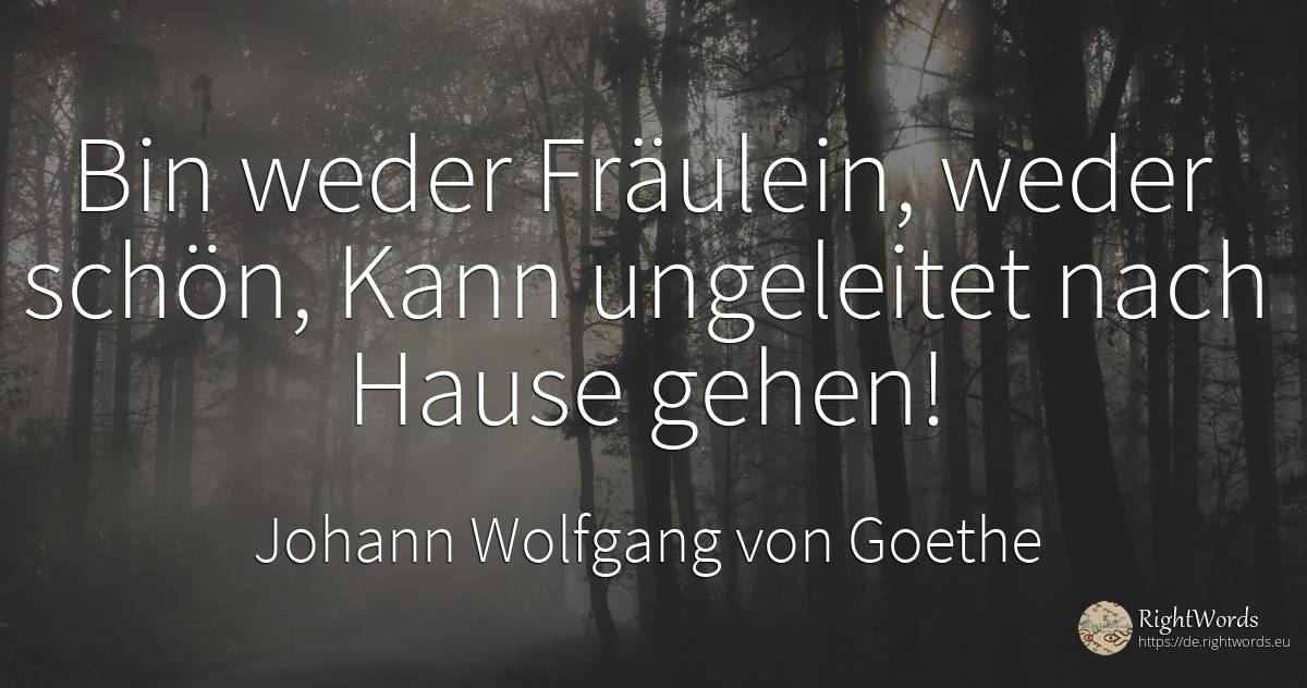 Bin weder Fräulein, weder schön, Kann ungeleitet nach... - Johann Wolfgang von Goethe