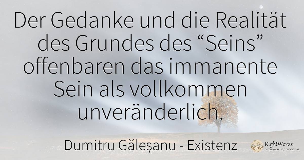 Der Gedanke und die Wirklichkeit des „Seins“ enthüllen... - Dumitru Găleşanu, zitat über existenz