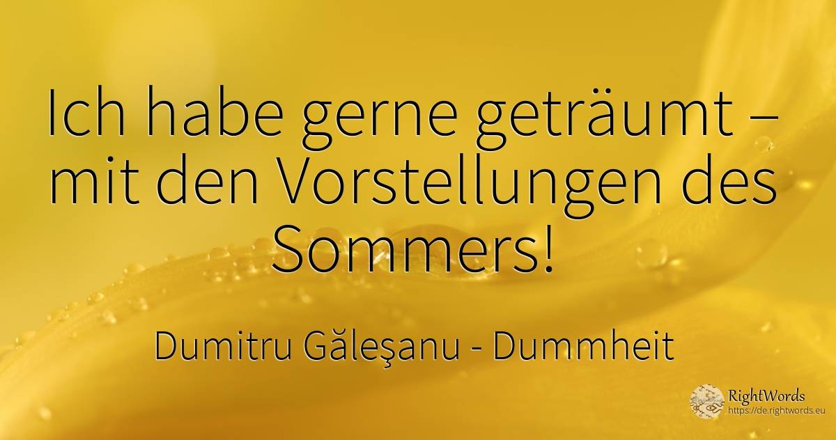 Ich habe gerne geträumt – mit den Vorstellungen des Sommers! - Dumitru Găleşanu, zitat über dummheit