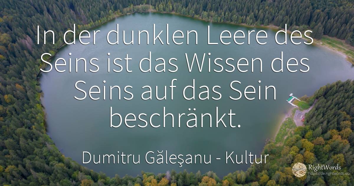 Im dunklen Abgrund des Seins beschränkt sich das Wissen... - Dumitru Găleşanu, zitat über kultur