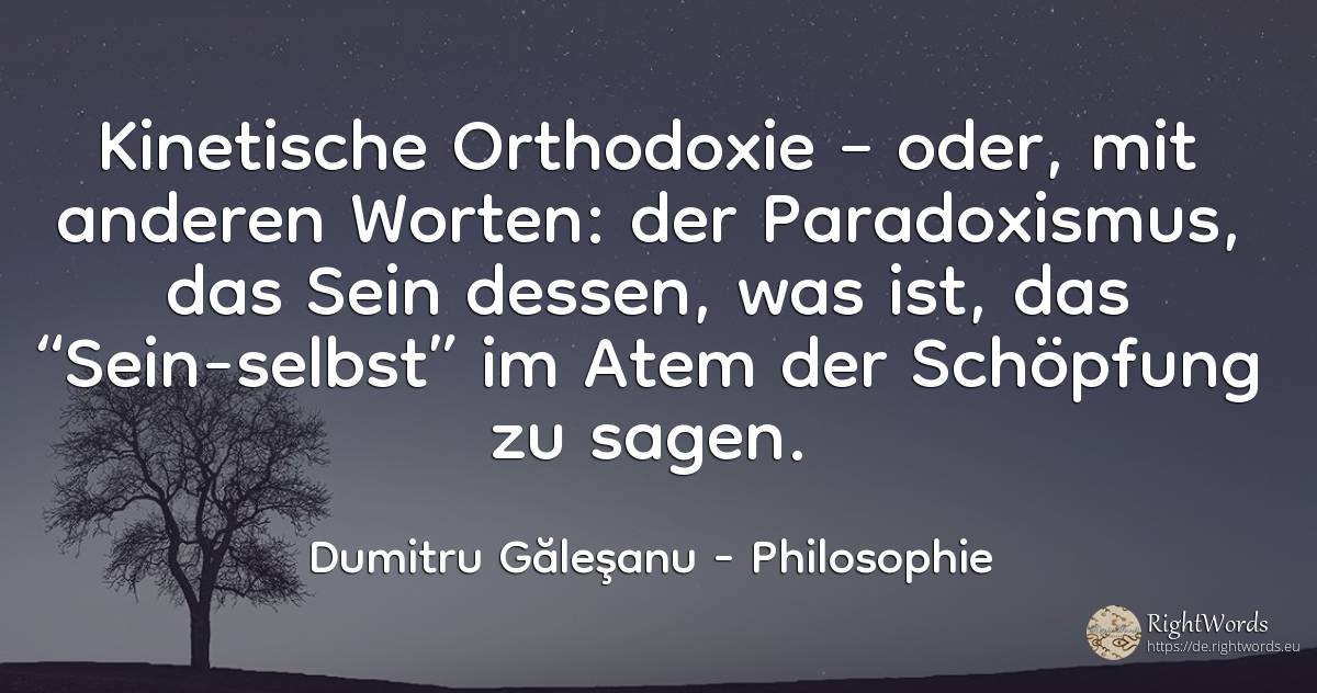 Kinetische Orthodoxie – oder, mit anderen Worten: der... - Dumitru Găleşanu, zitat über philosophie