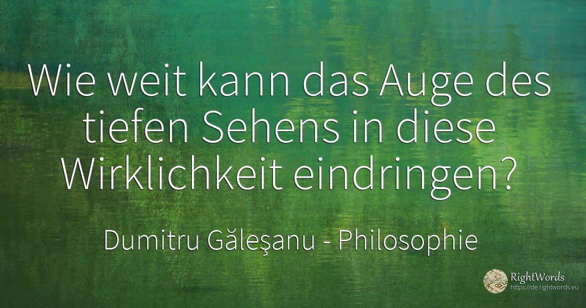 Wie weit kann das Auge des tiefen Sehens in diese... - Dumitru Găleşanu, zitat über philosophie