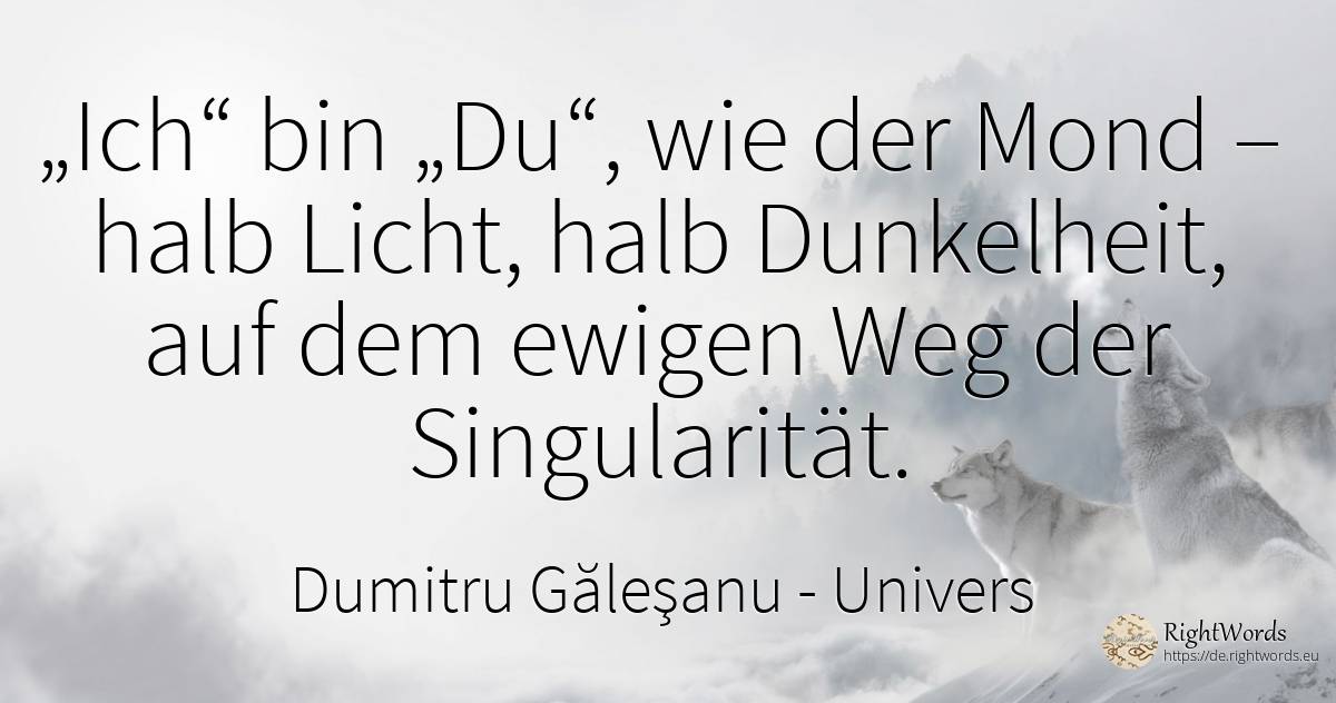 „Ich“ bin „Du“, wie der Mond – halb Licht, halb... - Dumitru Găleşanu, zitat über univers