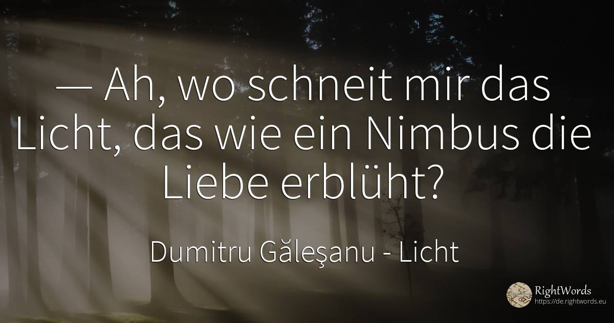 — Ah, wo schneit mir das Licht, das wie ein Nimbus die... - Dumitru Găleşanu, zitat über licht