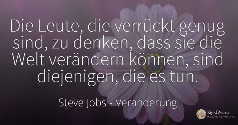 Die Leute, die verrückt genug sind, zu denken, dass sie... - Steve Jobs, zitat über veränderung, die heimat, die schwäche, menschen, denken, welt, drücken sie