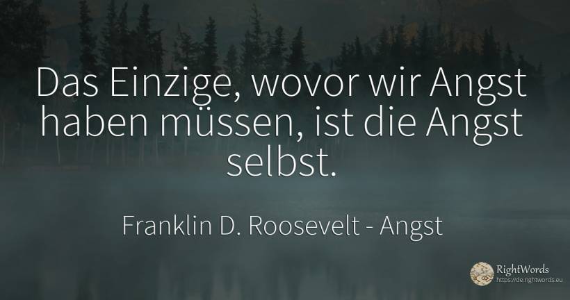 Das Einzige, wovor wir Angst haben müssen, ist die Angst... - Franklin D. Roosevelt (FDR), zitat über angst, selbst, fasten, die heimat, die schwäche