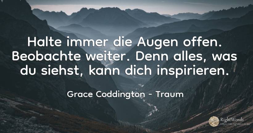 Halte immer die Augen offen. Beobachte weiter. Denn... - Grace Coddington, zitat über traum