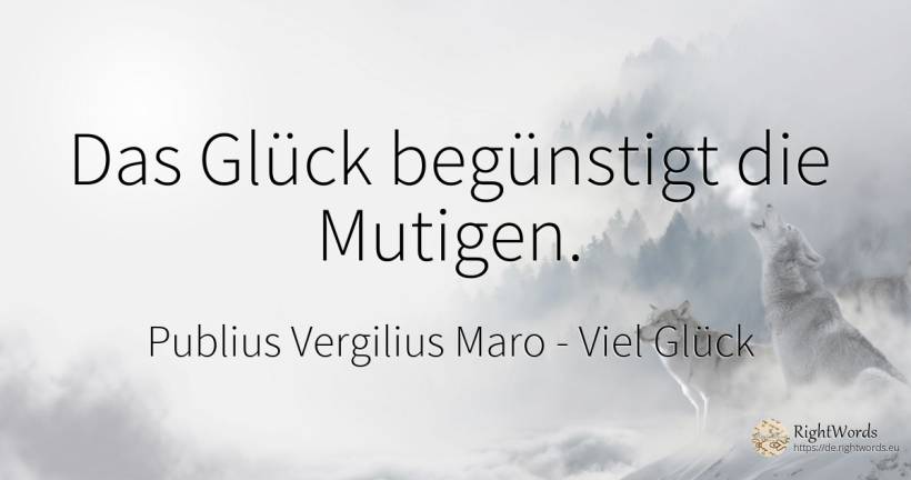 Das Glück begünstigt die Mutigen. - Publius Vergilius Maro (Virgil/Vergil), zitat über viel glück