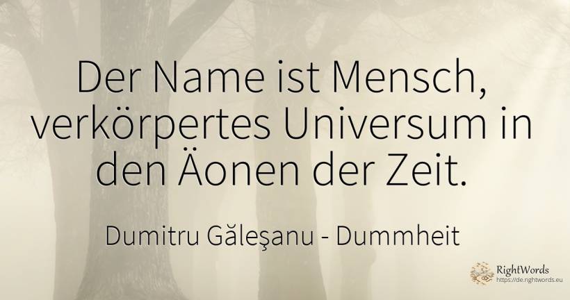 Der Name ist Mensch, verkörpertes Universum in den Äonen... - Dumitru Găleşanu, zitat über dummheit