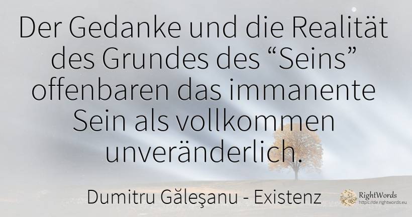 Der Gedanke und die Realität des Grundes des “Seins”... - Dumitru Găleşanu, zitat über existenz