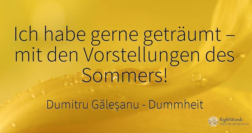 Ich habe gerne geträumt – mit den Vorstellungen des Sommers! - Dumitru Găleşanu, zitat über dummheit