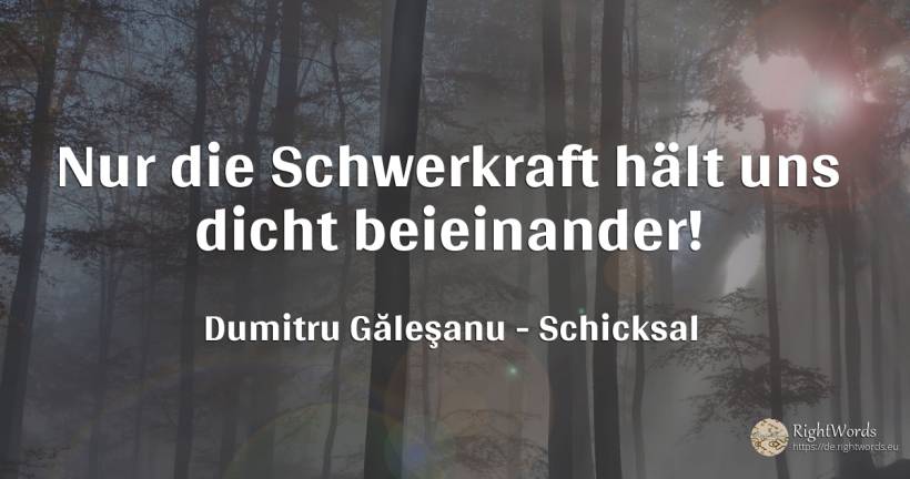 Nur die Schwerkraft hält uns dicht beieinander! - Dumitru Găleşanu, zitat über schicksal