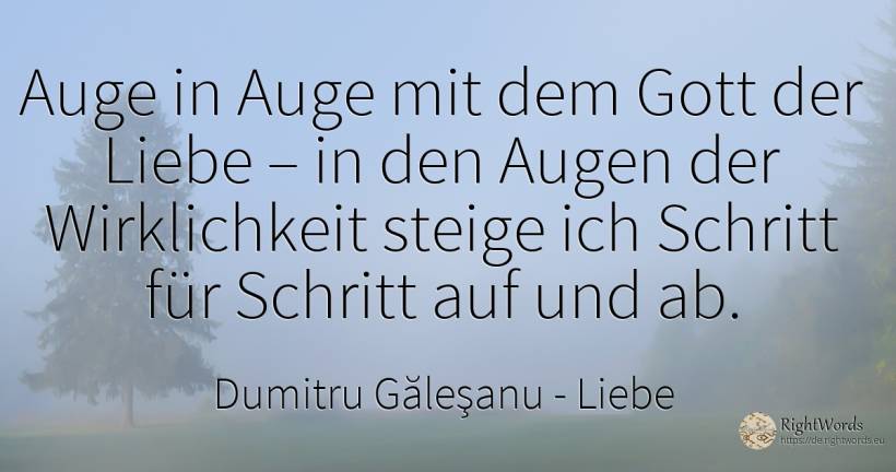 Auge in Auge mit dem Gott der Liebe – in den Augen der... - Dumitru Găleşanu, zitat über liebe