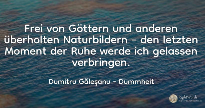 Frei von Göttern und anderen überholten Naturbildern –... - Dumitru Găleşanu, zitat über dummheit