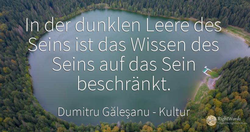 In der dunklen Leere des Seins ist das Wissen des Seins... - Dumitru Găleşanu, zitat über kultur