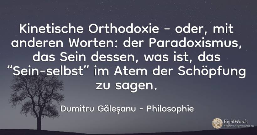 Kinetische Orthodoxie – oder, mit anderen Worten: der... - Dumitru Găleşanu, zitat über philosophie