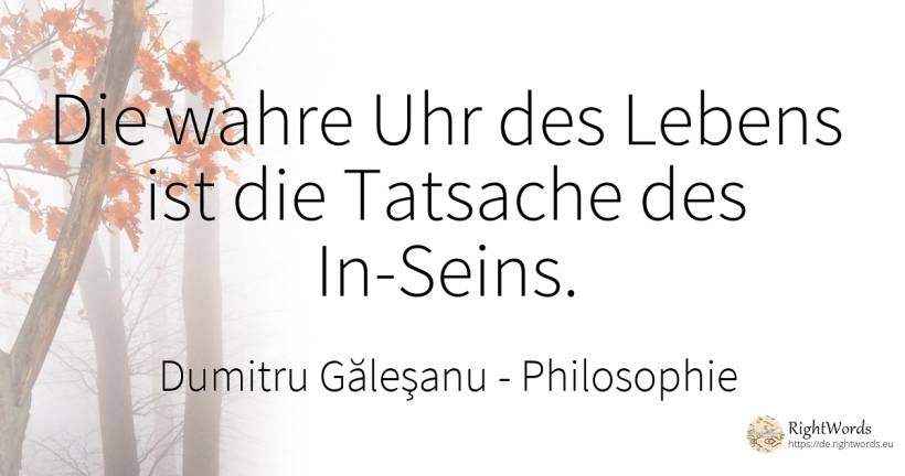 Die wahre Uhr des Lebens ist die Tatsache des In-Seins. - Dumitru Găleşanu, zitat über philosophie