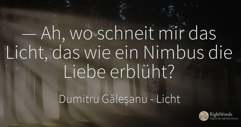 — Ah, wo schneit mir das Licht, das wie ein Nimbus die... - Dumitru Găleşanu, zitat über licht