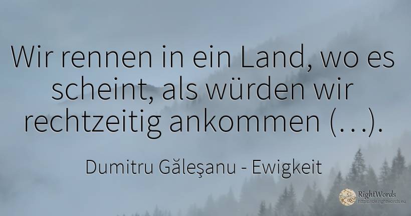 Wir rennen in ein Land, wo es scheint, als würden wir... - Dumitru Găleşanu, zitat über ewigkeit