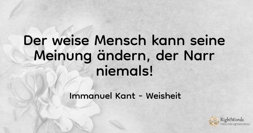 Der weise Mensch kann seine Meinung ändern, der Narr... - Immanuel Kant, zitat über weisheit