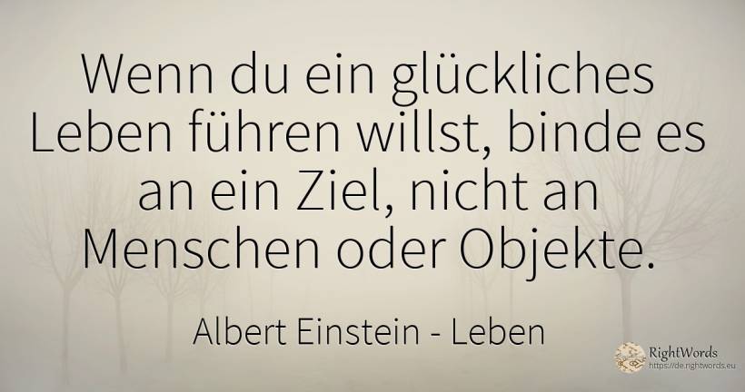 Wenn du ein glückliches Leben führen willst, binde es an... - Albert Einstein, zitat über leben