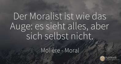 Der Moralist ist wie das Auge: es sieht alles, aber sich...