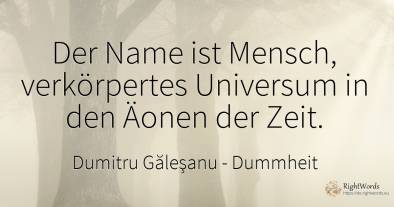 Der Name ist Mensch, verkörpertes Universum in den Äonen...